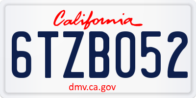 CA license plate 6TZB052