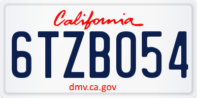 CA license plate 6TZB054