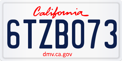 CA license plate 6TZB073