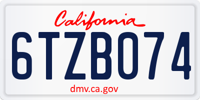 CA license plate 6TZB074
