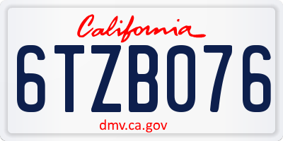 CA license plate 6TZB076