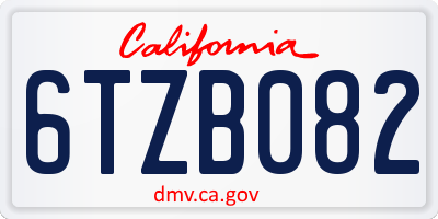 CA license plate 6TZB082