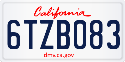 CA license plate 6TZB083