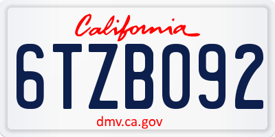 CA license plate 6TZB092
