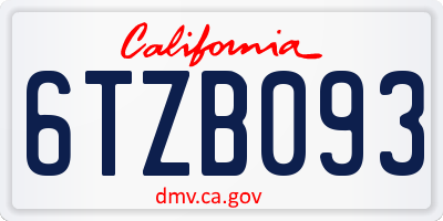 CA license plate 6TZB093