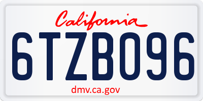 CA license plate 6TZB096