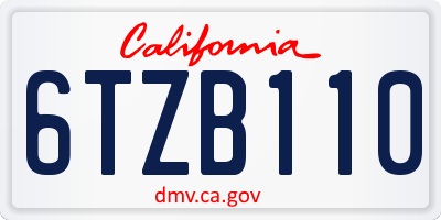 CA license plate 6TZB110