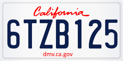 CA license plate 6TZB125