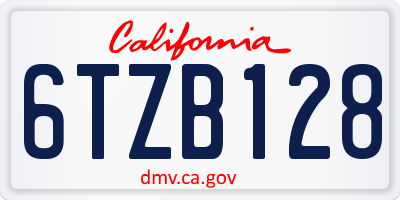 CA license plate 6TZB128