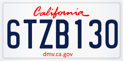 CA license plate 6TZB130