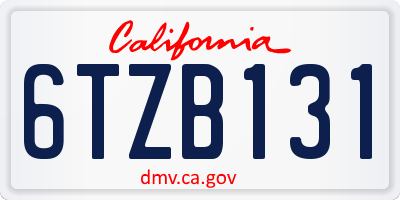 CA license plate 6TZB131