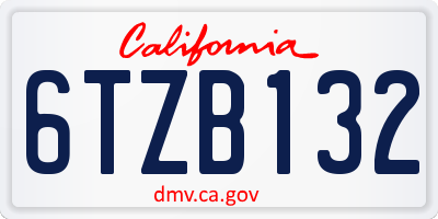 CA license plate 6TZB132