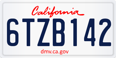 CA license plate 6TZB142