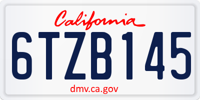 CA license plate 6TZB145