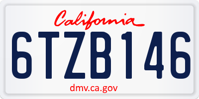 CA license plate 6TZB146