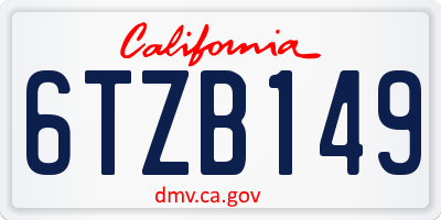 CA license plate 6TZB149