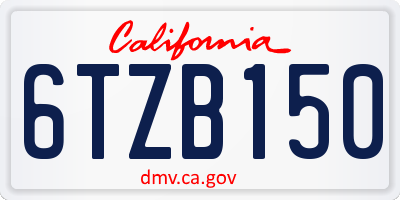CA license plate 6TZB150