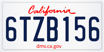CA license plate 6TZB156
