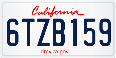 CA license plate 6TZB159