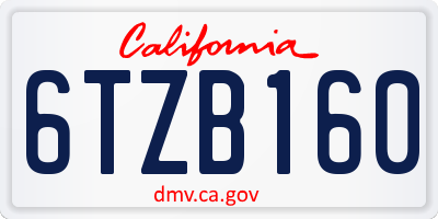 CA license plate 6TZB160