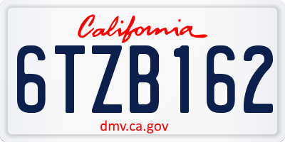 CA license plate 6TZB162