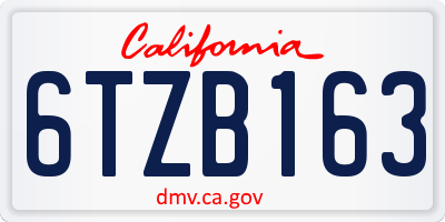 CA license plate 6TZB163