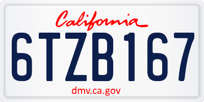 CA license plate 6TZB167