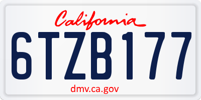 CA license plate 6TZB177