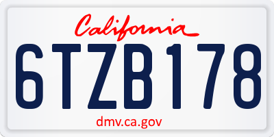 CA license plate 6TZB178