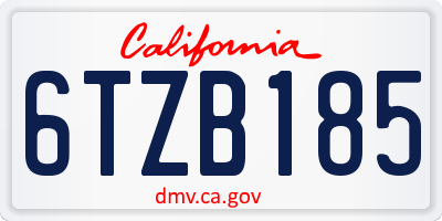CA license plate 6TZB185