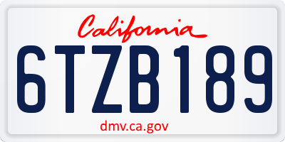 CA license plate 6TZB189