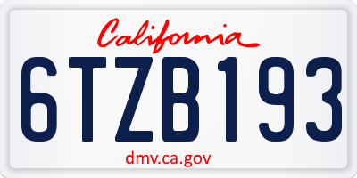 CA license plate 6TZB193