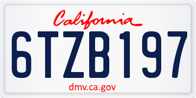 CA license plate 6TZB197
