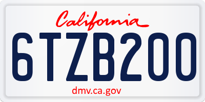 CA license plate 6TZB200