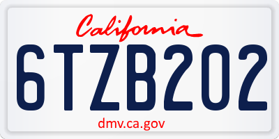 CA license plate 6TZB202