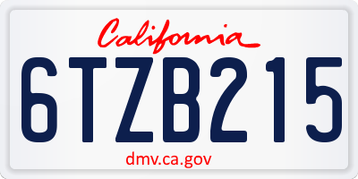 CA license plate 6TZB215