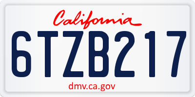 CA license plate 6TZB217