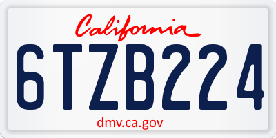CA license plate 6TZB224