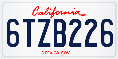 CA license plate 6TZB226