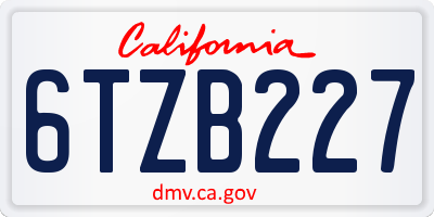 CA license plate 6TZB227