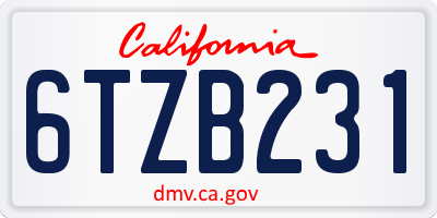 CA license plate 6TZB231