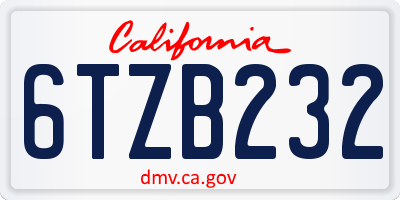 CA license plate 6TZB232