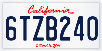 CA license plate 6TZB240