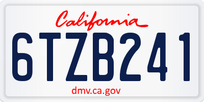 CA license plate 6TZB241