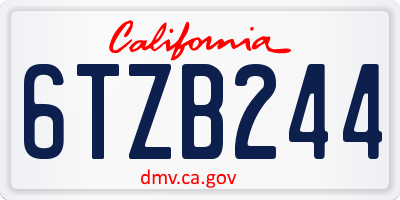 CA license plate 6TZB244