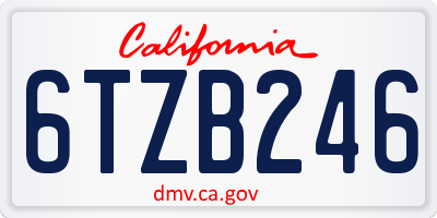 CA license plate 6TZB246