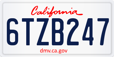 CA license plate 6TZB247