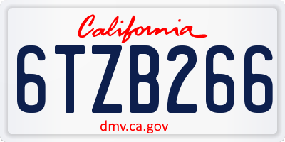 CA license plate 6TZB266