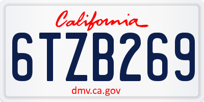 CA license plate 6TZB269