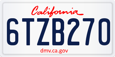 CA license plate 6TZB270